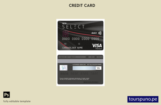 listo para imprimir plantilla de tarjeta platino de débito visa Seychelles MCB B